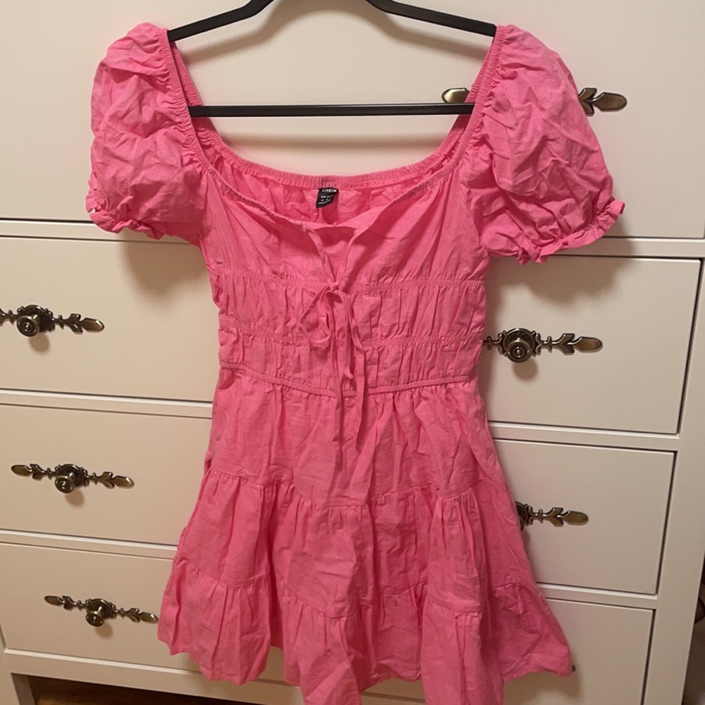 Pink Milkmaid Coquette puff sleeve mini dress cotton summer girly summer Lana